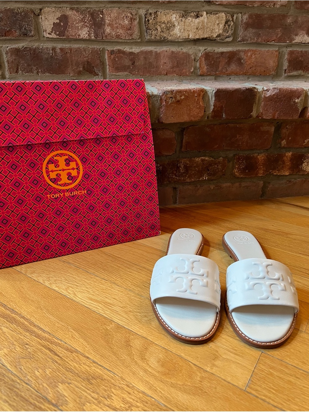 Tory Burch Snow White Everly High Frequency Leather Slide Sandal